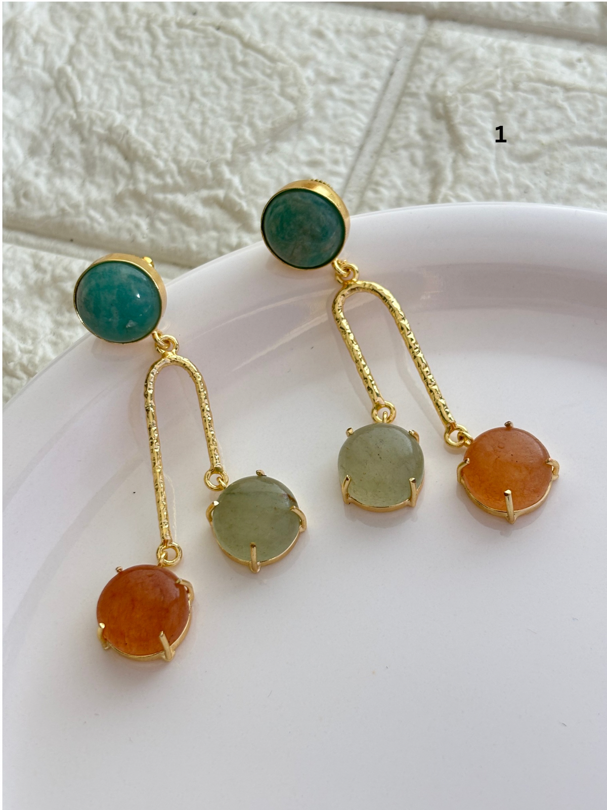 Jane Natural Stone Dangler Brass