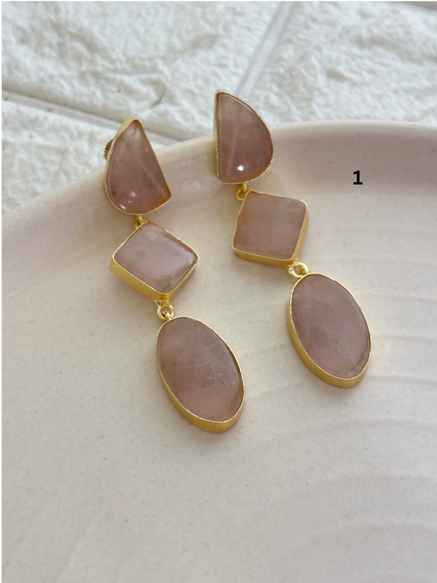 The Duchess Natural Stone Earring - Brass