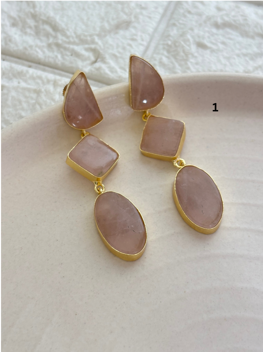 The Duchess Natural Stone Earring - Brass