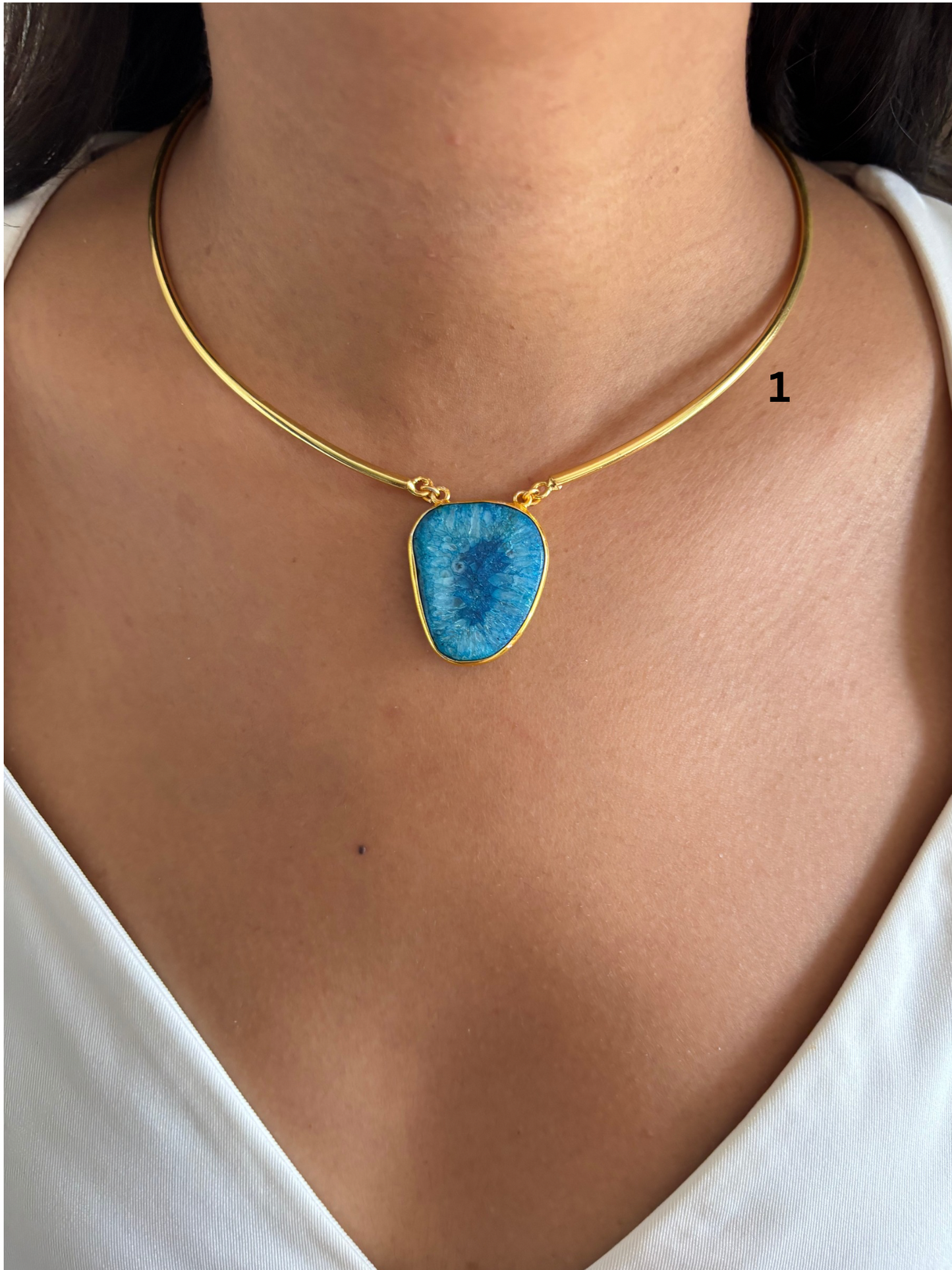 Agate Single Stone Hasli - Brass