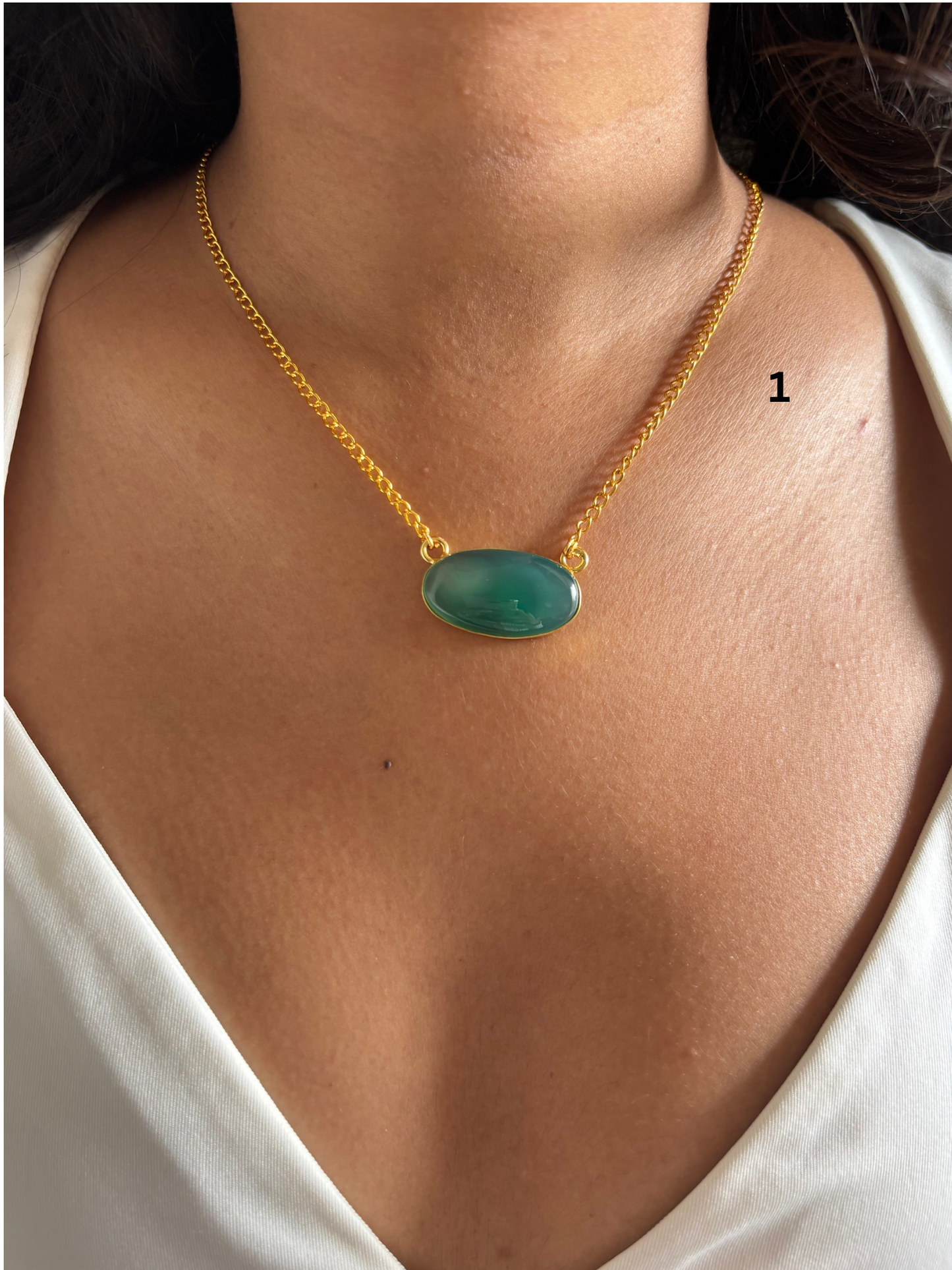 Bloom Single Stone Necklace-Brass