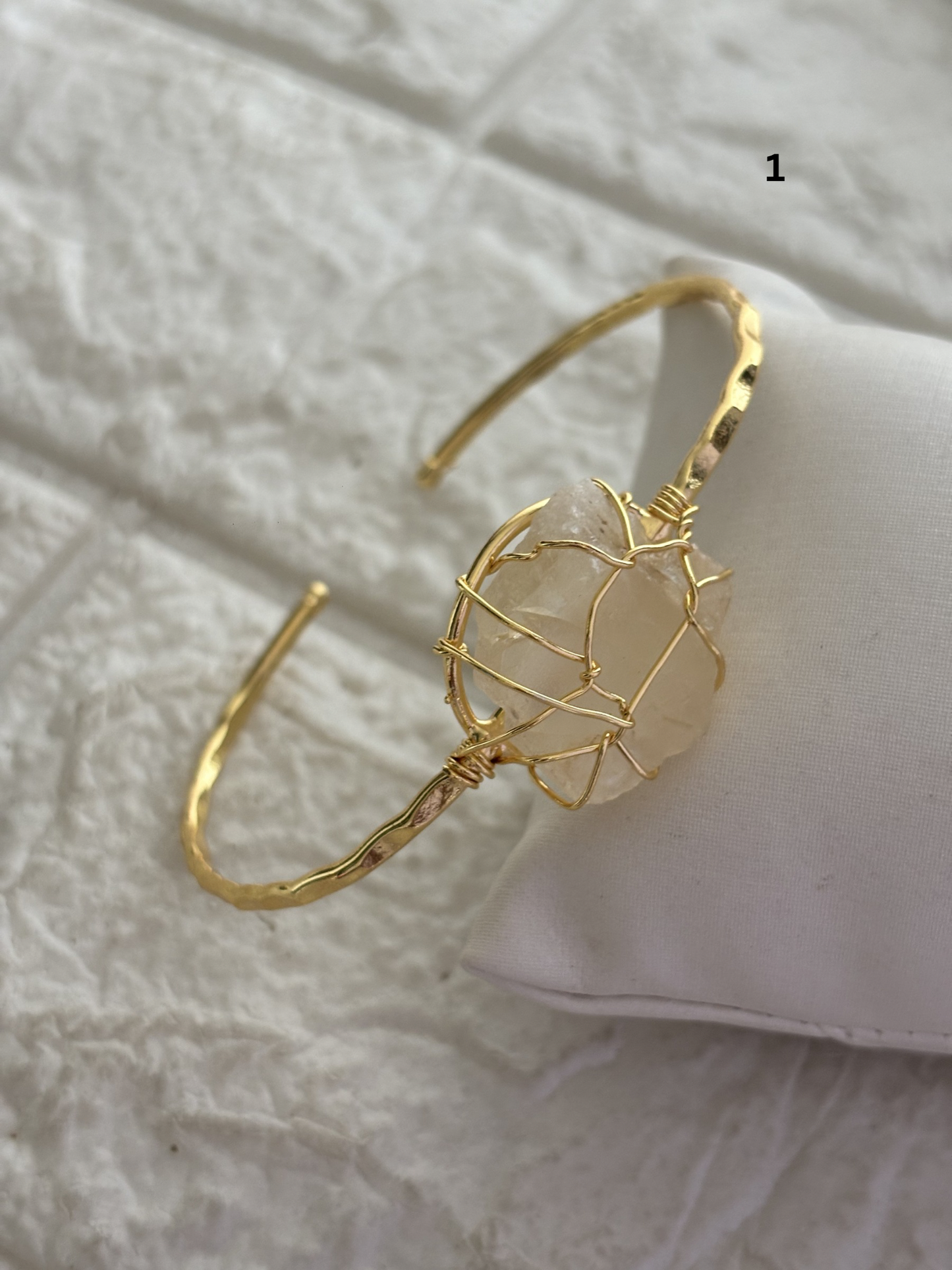 Flin stone Adjustable Cuff- Brass