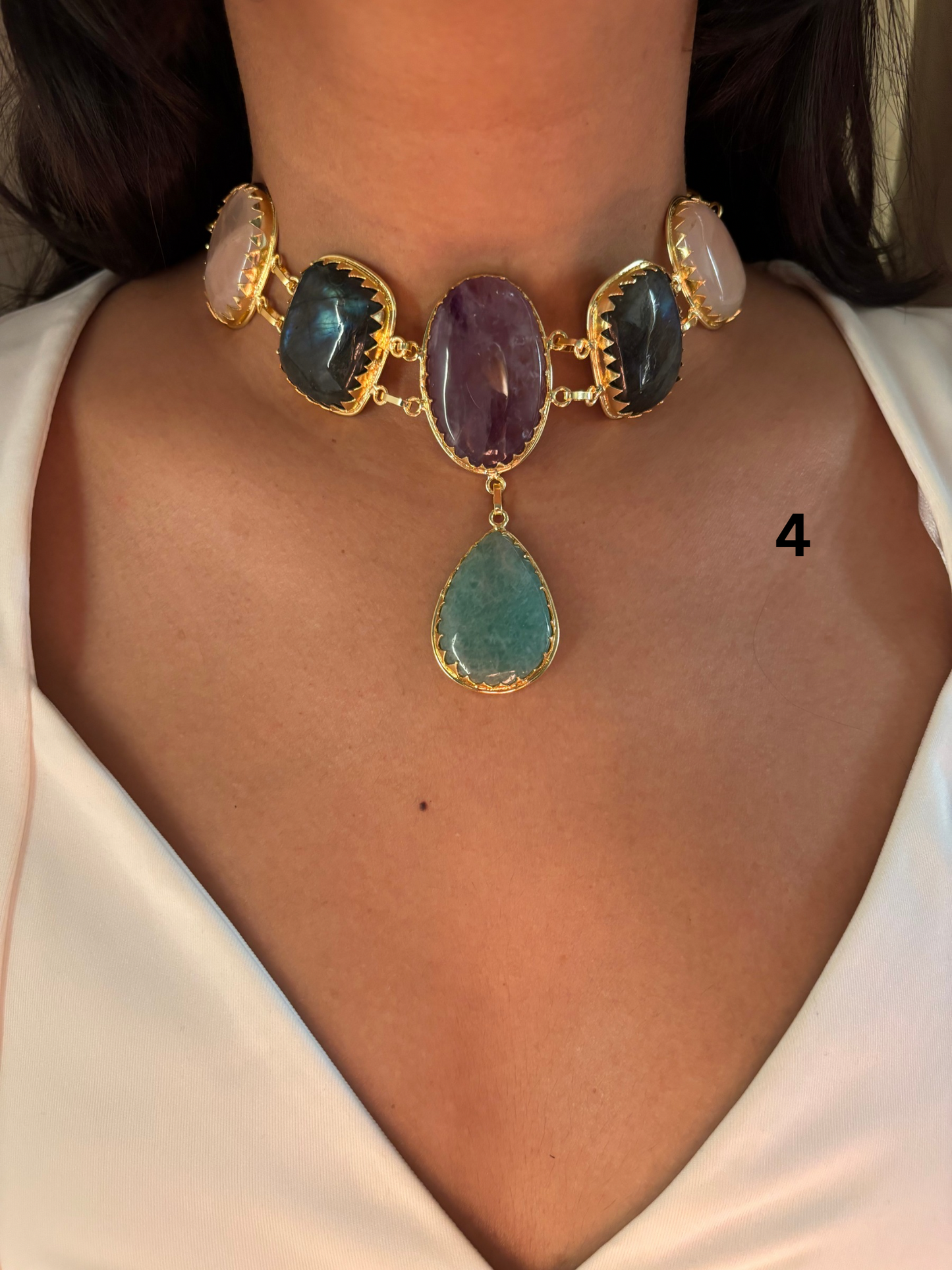 Victorian Natural Stone Choker- Brass