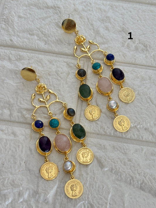 Regal Natural Stone Dangler- Brass
