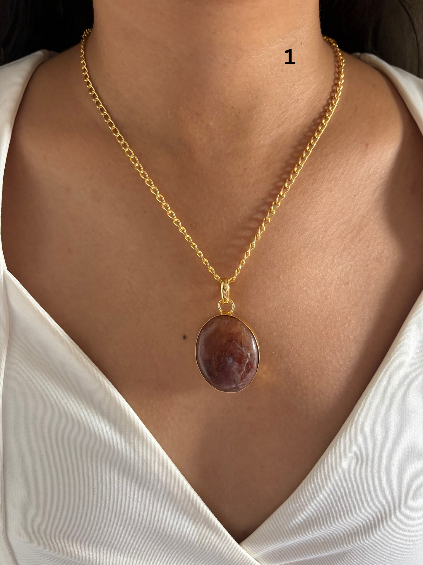 Laniette Natural Stone Necklace-Brass