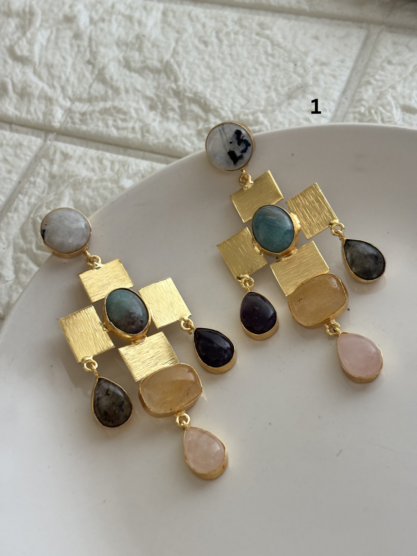 Majesty Natural Stone Earring-Brass