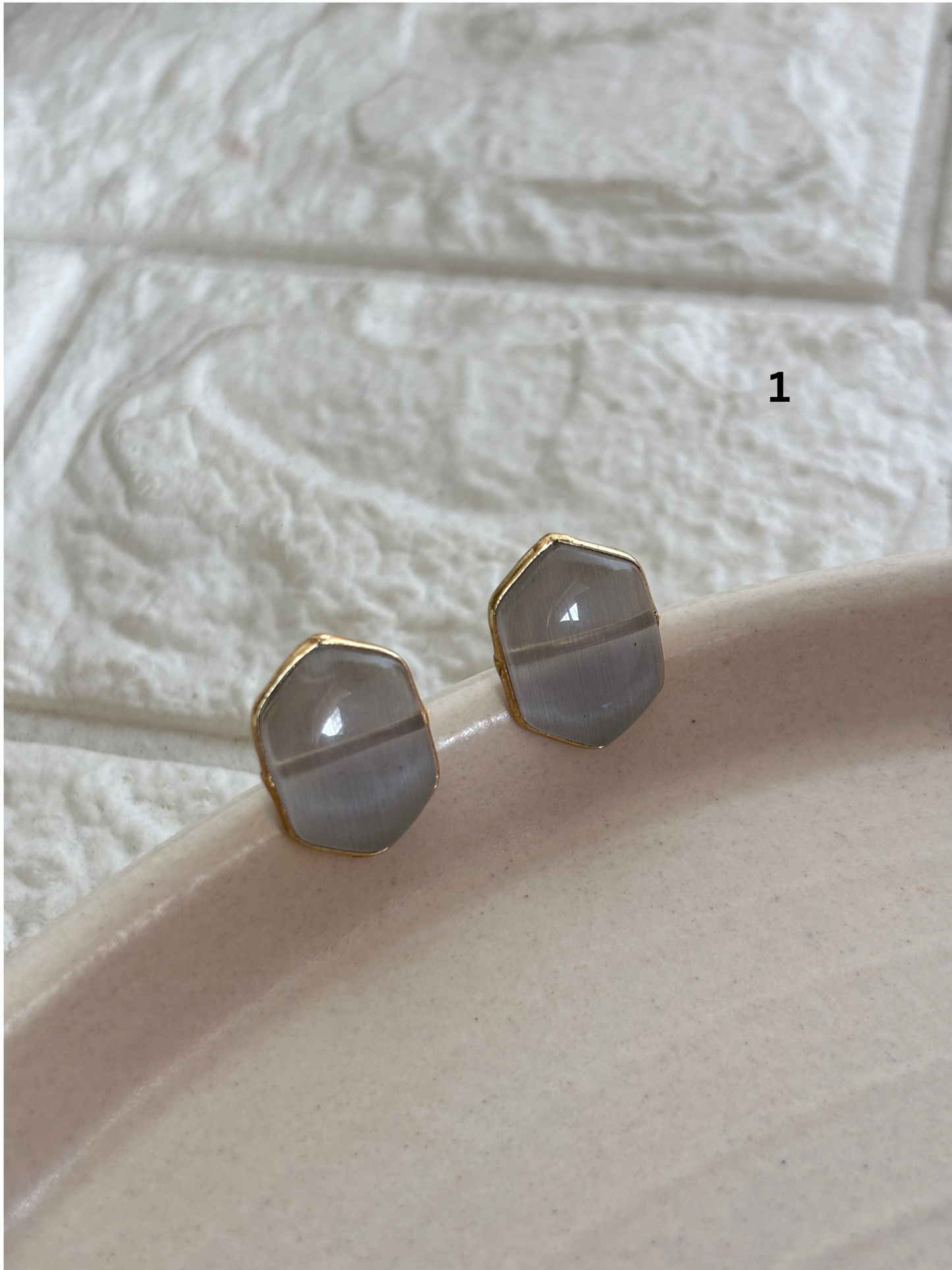 Grey Ombre Shade Stud-Brass