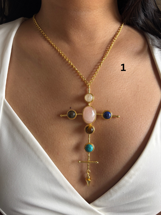 Catherine Natural stone Necklace-Brass