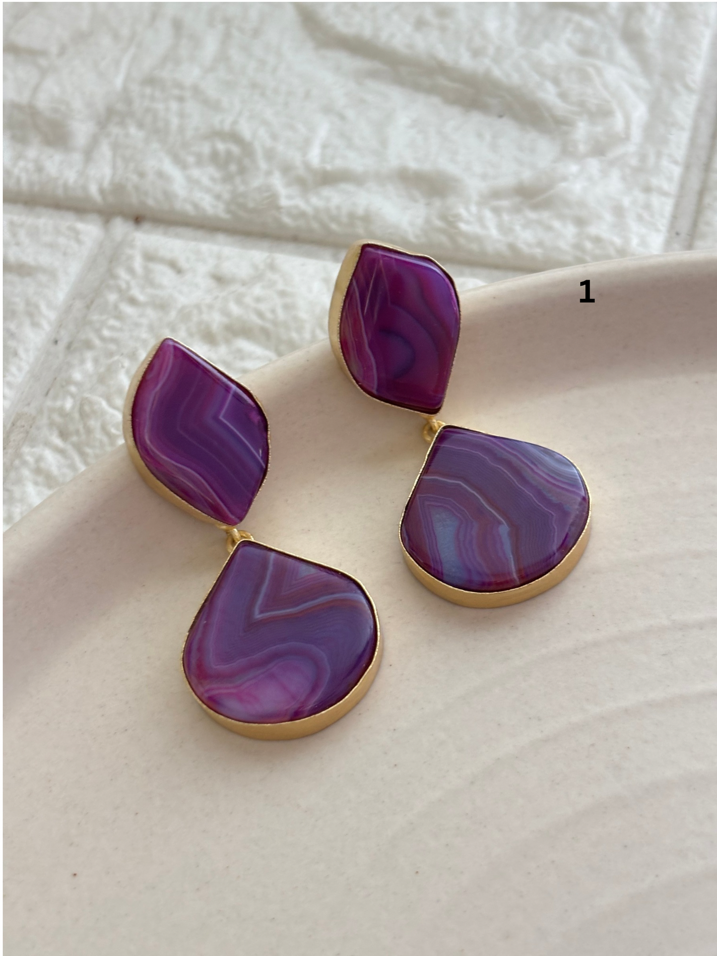 Color-Crush Natural Stone Earring- Brass
