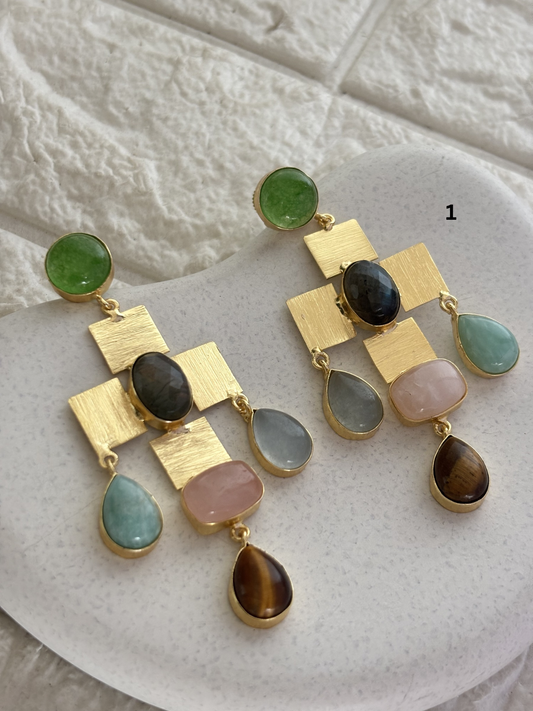 Majesty Natural Stone Earring-Brass