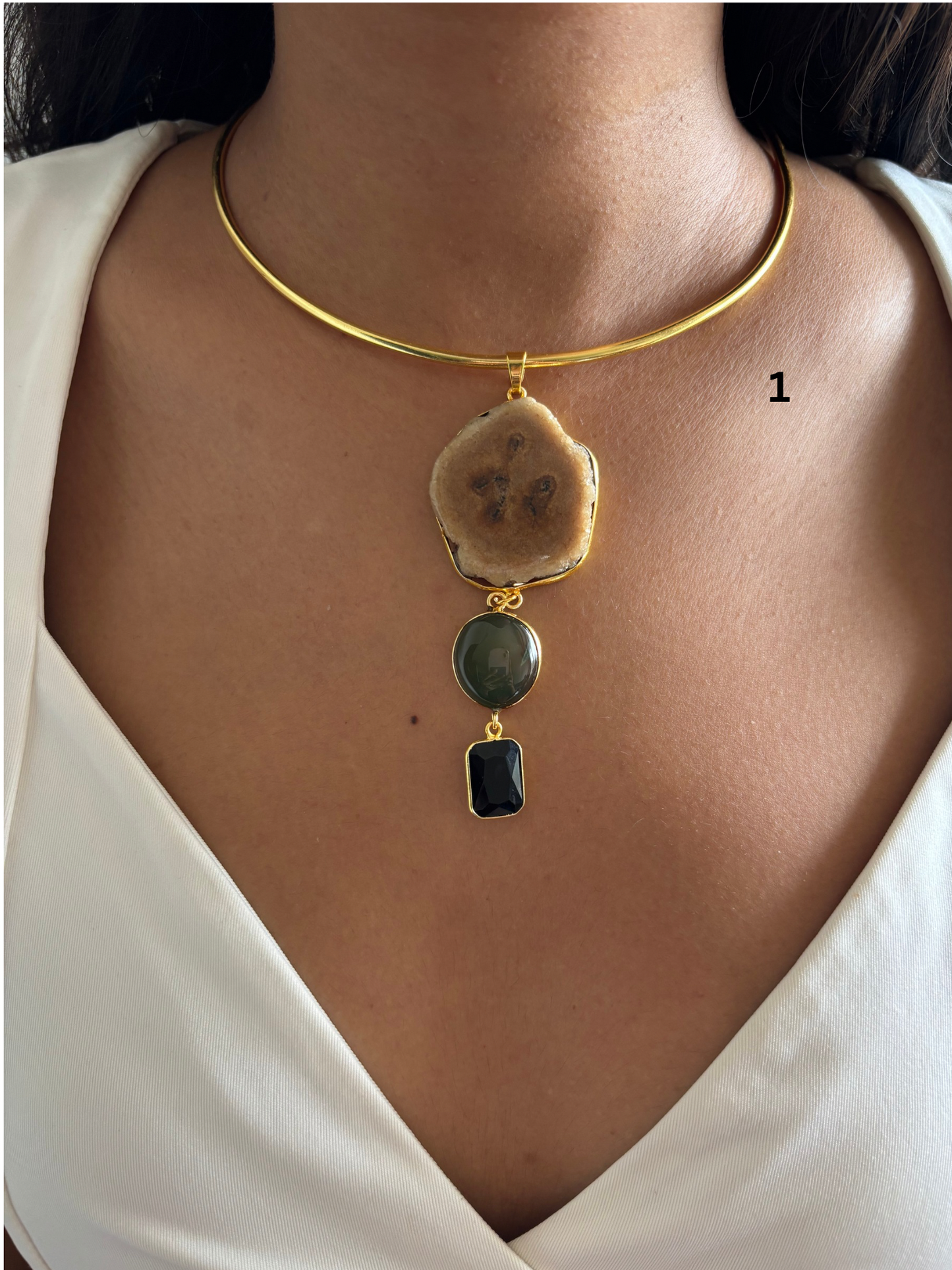 Agate Slice Natural Stone Hasli-Brass