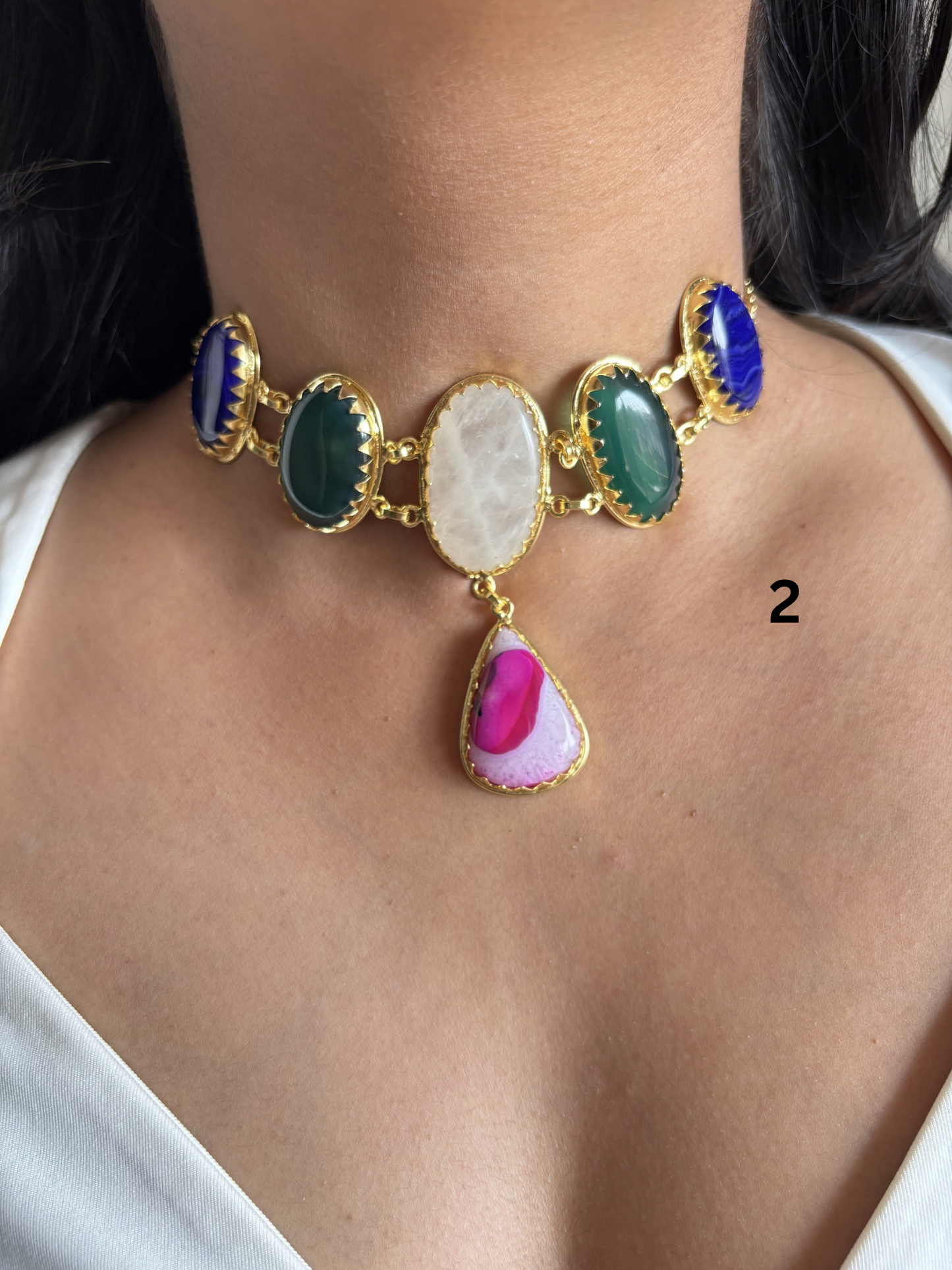 Victorian Natural Stone Choker- Brass