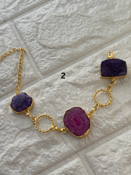 Kim Natural Stone Bracelet- Brass