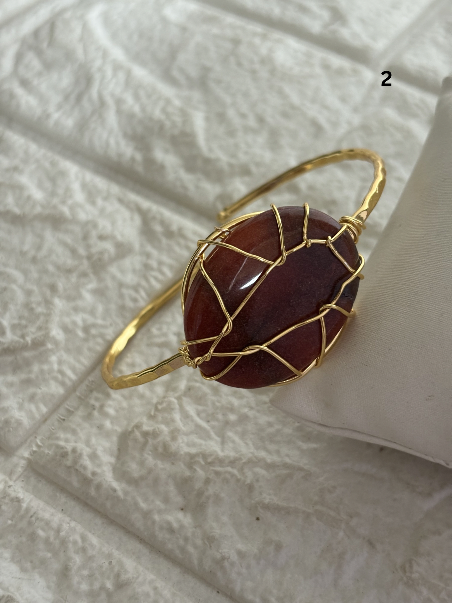 Flin stone Adjustable Cuff- Brass