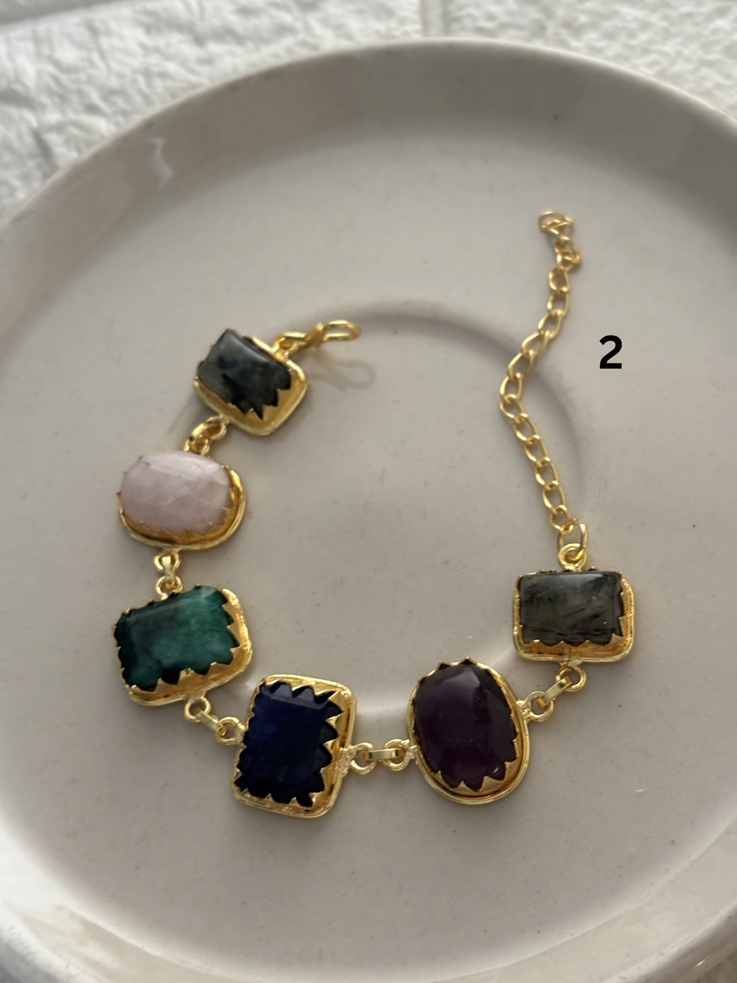 Renne Natural Stone Bracelet Brass