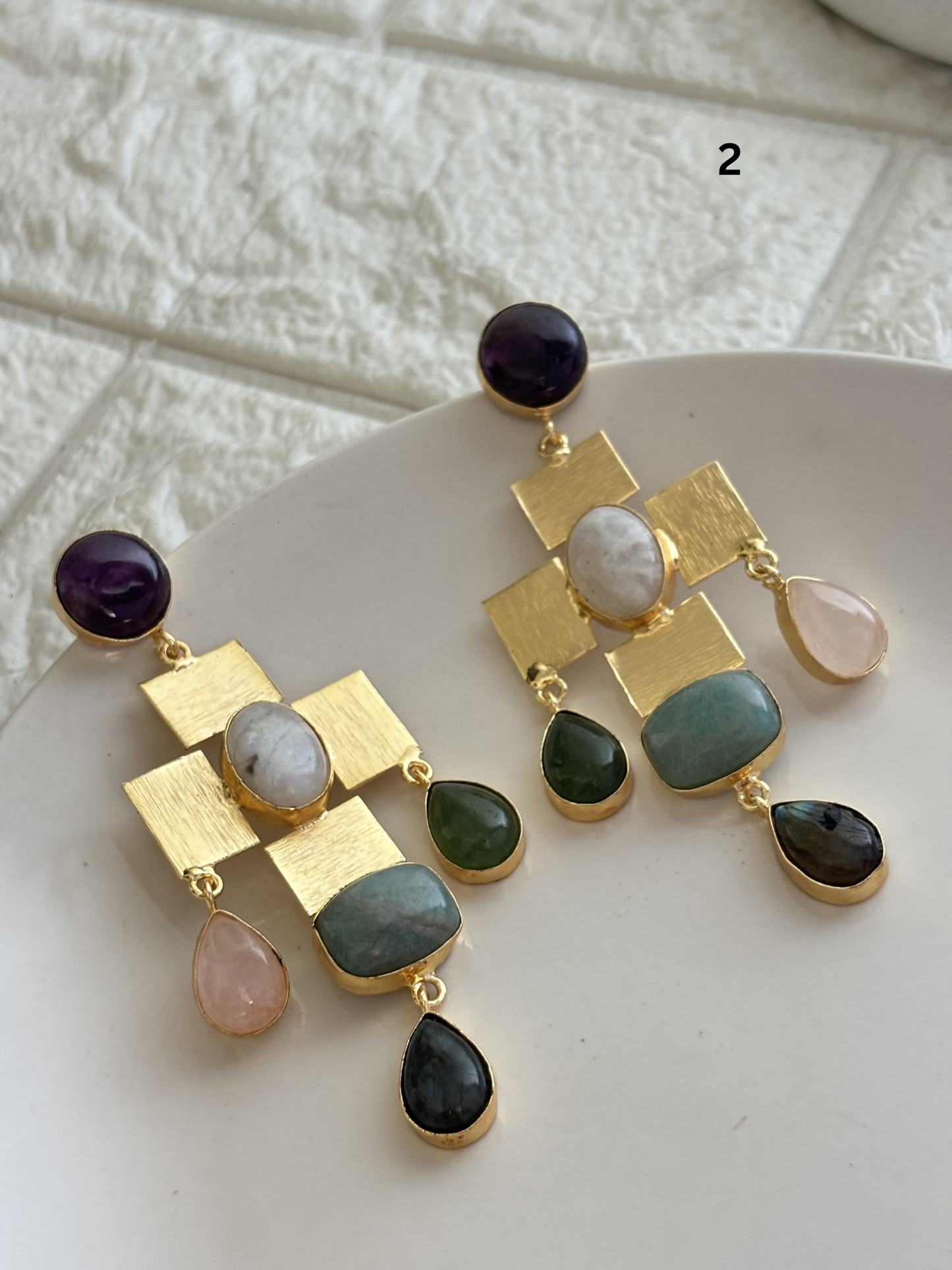 Majesty Natural Stone Earring-Brass