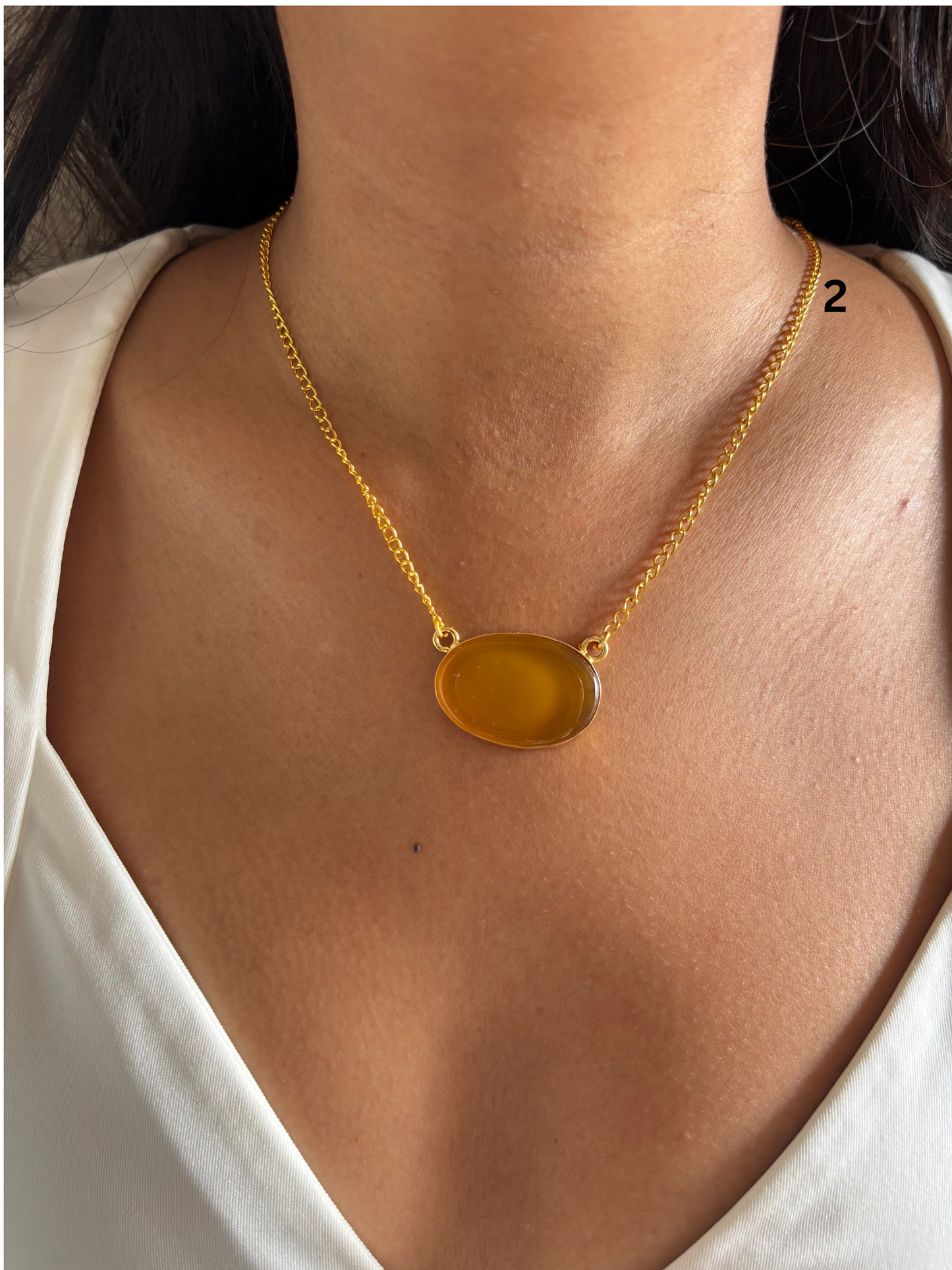 Bloom Single Stone Necklace-Brass