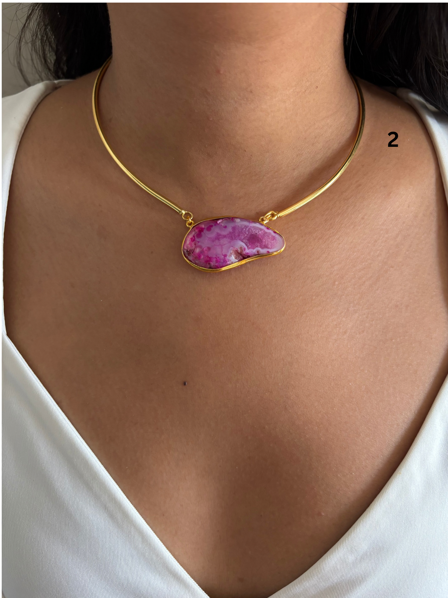 Agate Single Stone Hasli - Brass