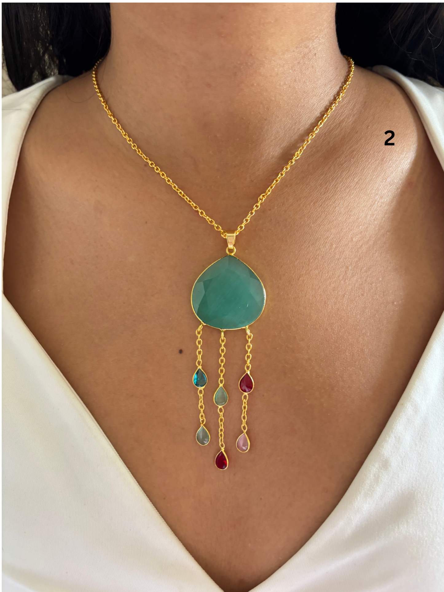 Royal Whisper Natural Stone Necklace-Brass