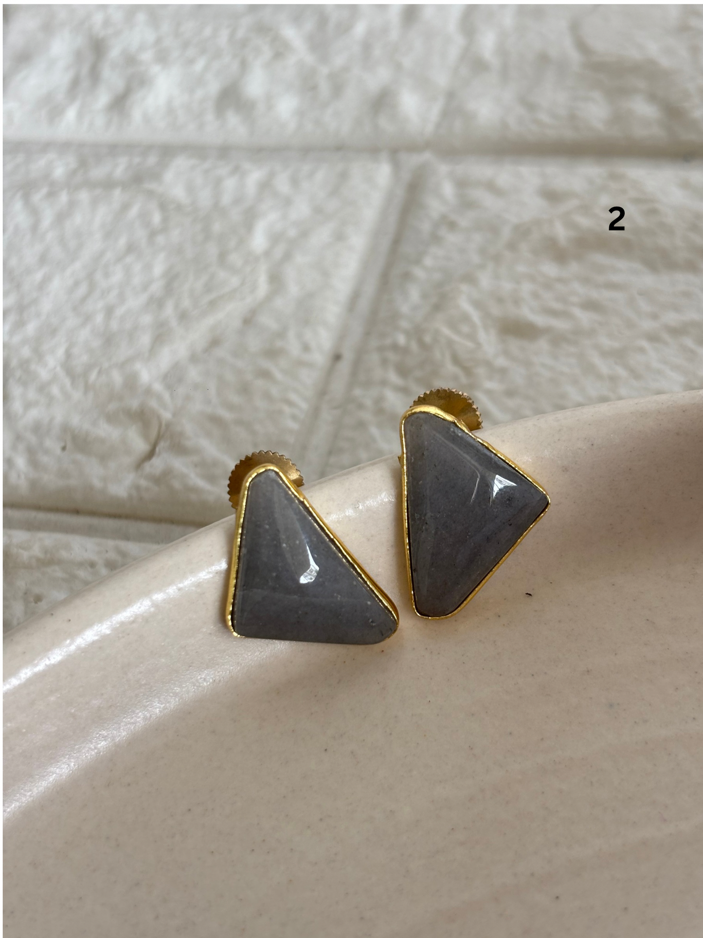 Grey Ombre Shade Stud-Brass