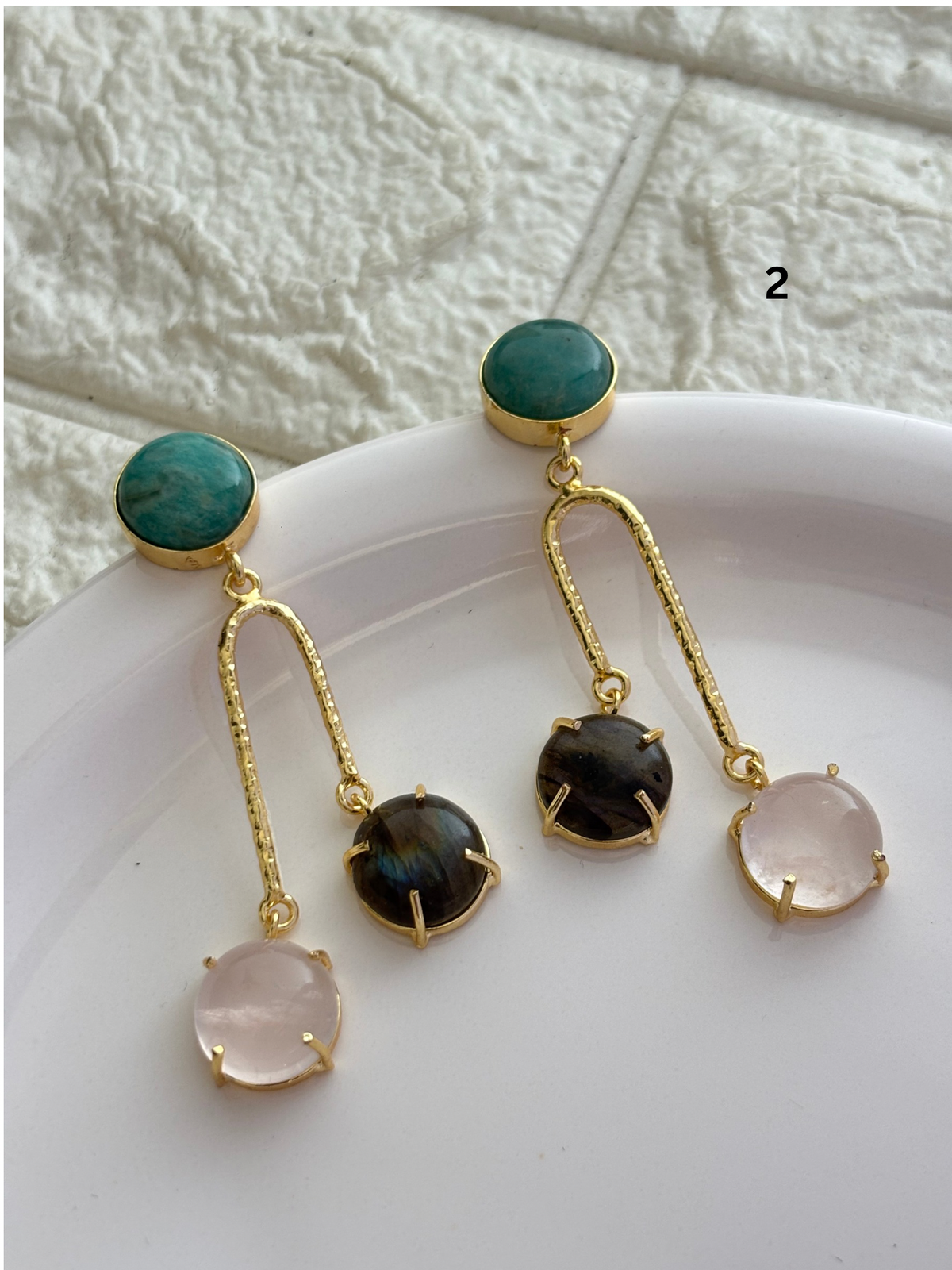 Jane Natural Stone Dangler Brass