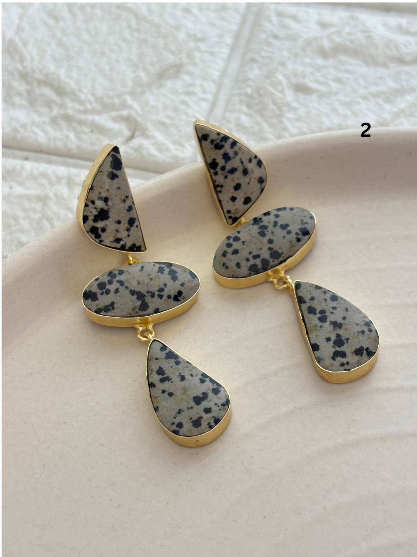 The Duchess Natural Stone Earring - Brass