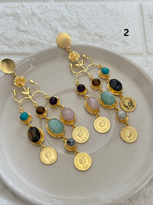 Regal Natural Stone Dangler- Brass