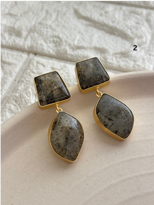 Color-Crush Natural Stone Earring- Brass