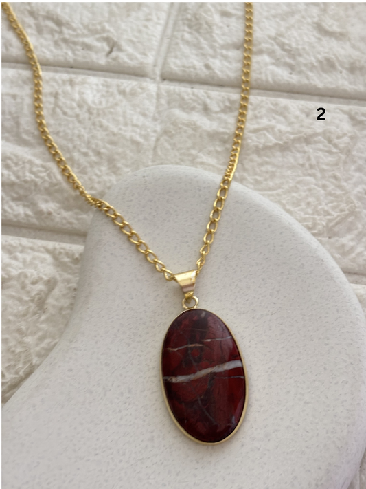 Mix color jasper stone Necklace - Brass