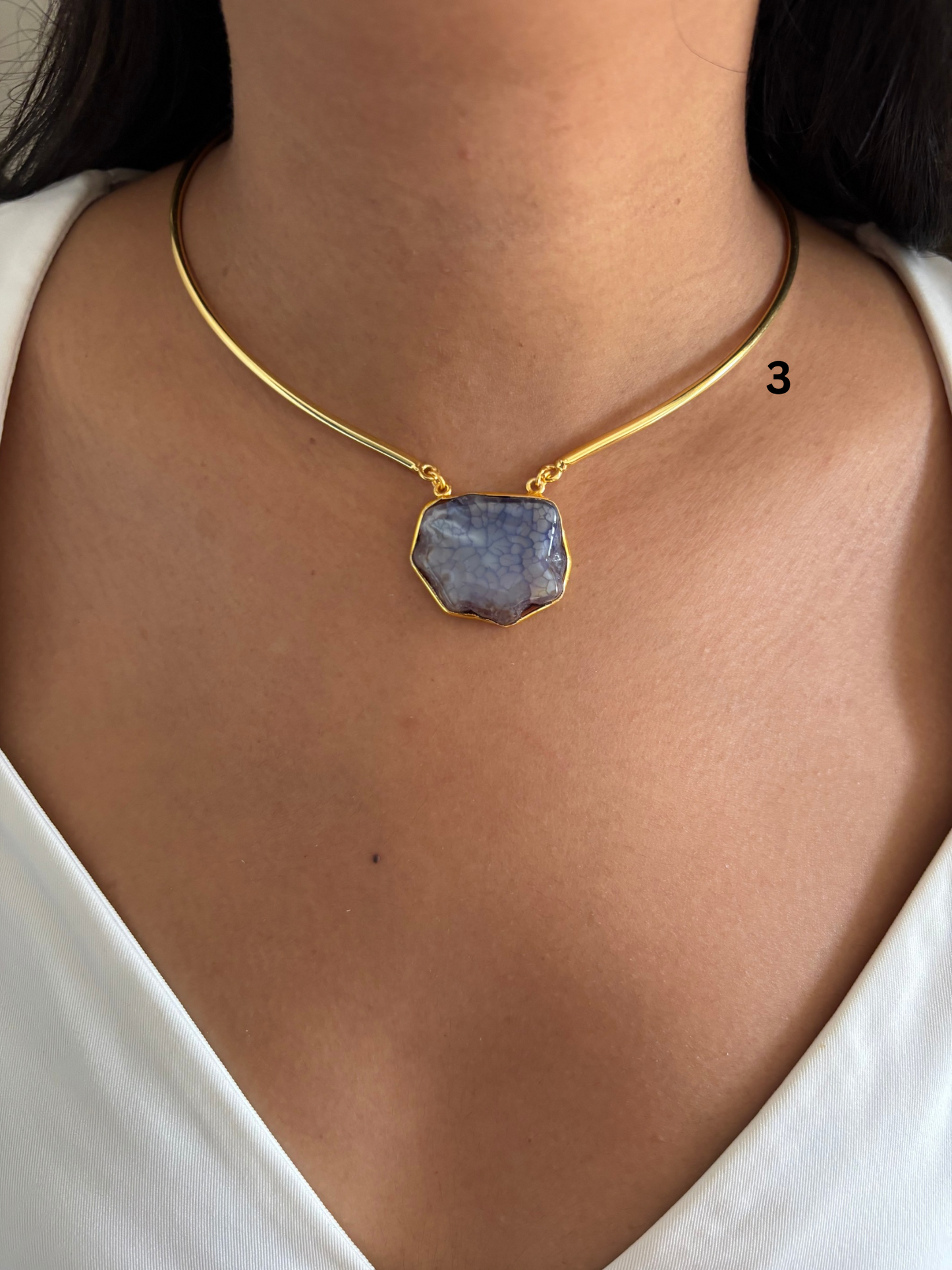 Agate Single Stone Hasli - Brass