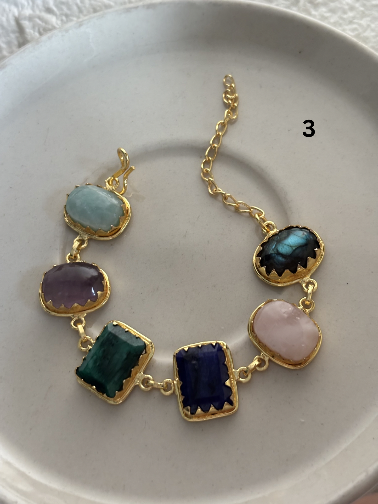 Renne Natural Stone Bracelet Brass