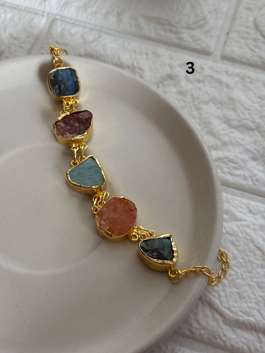 Reem Natural Stone Bracelet- Brass
