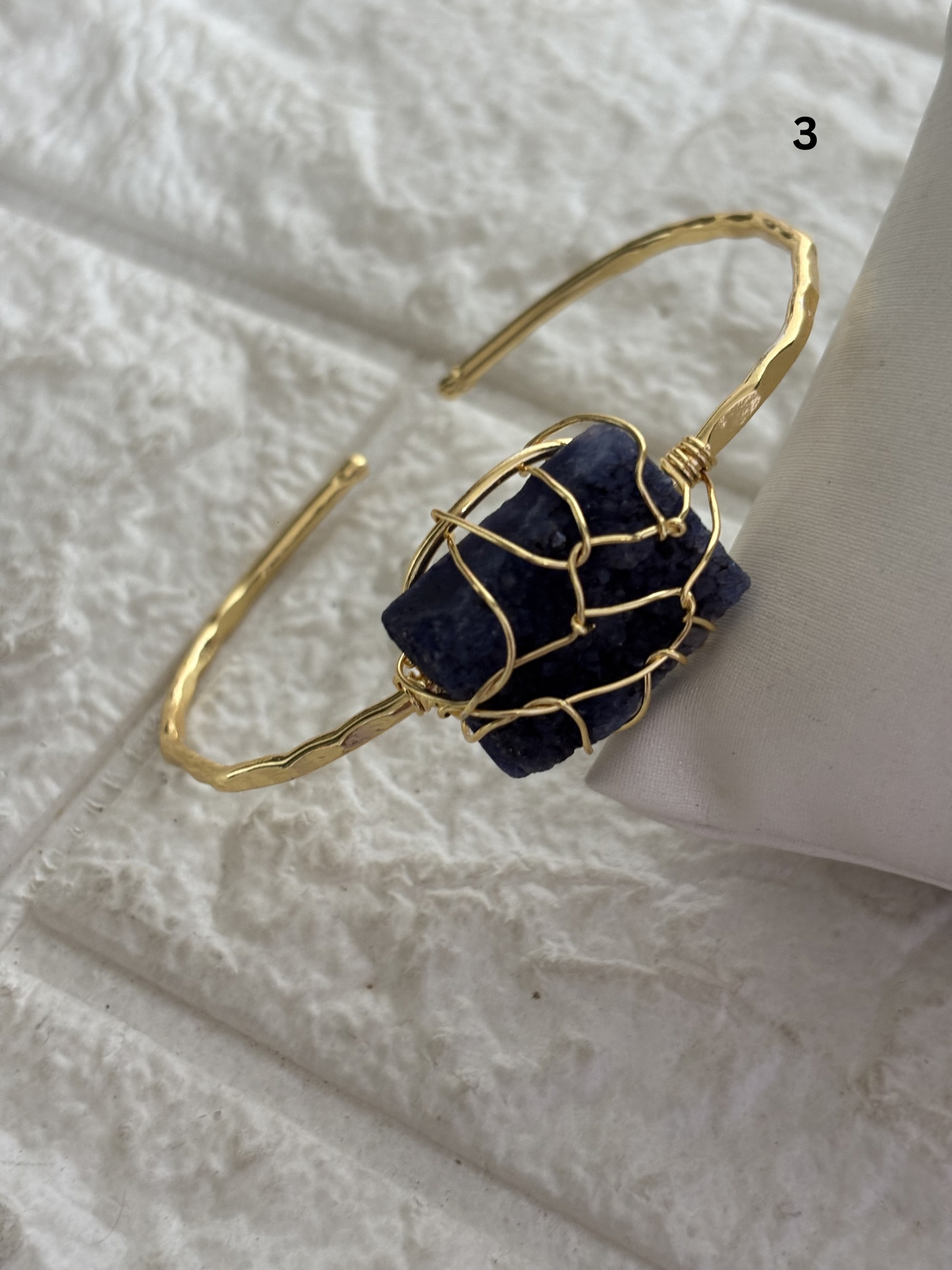 Flin stone Adjustable Cuff- Brass