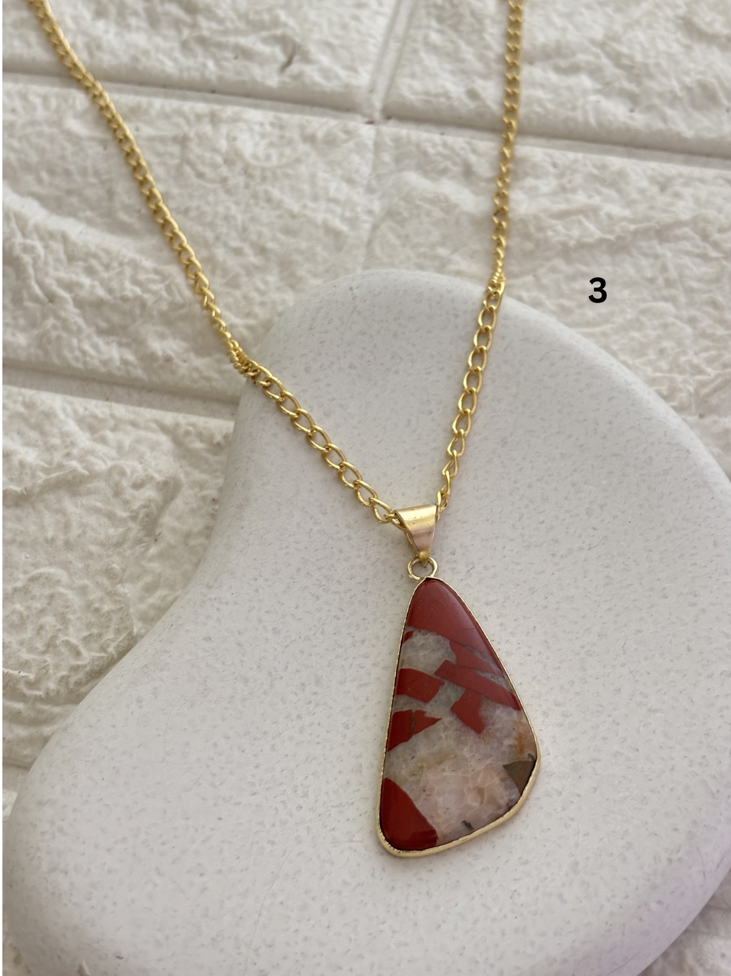 Mix color jasper stone Necklace - Brass
