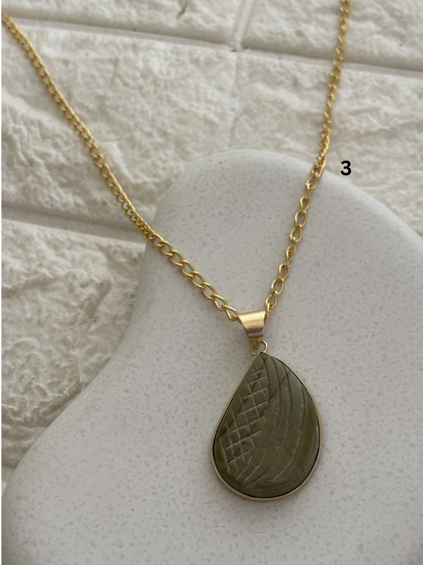 Carving Mix color Necklace- Brass
