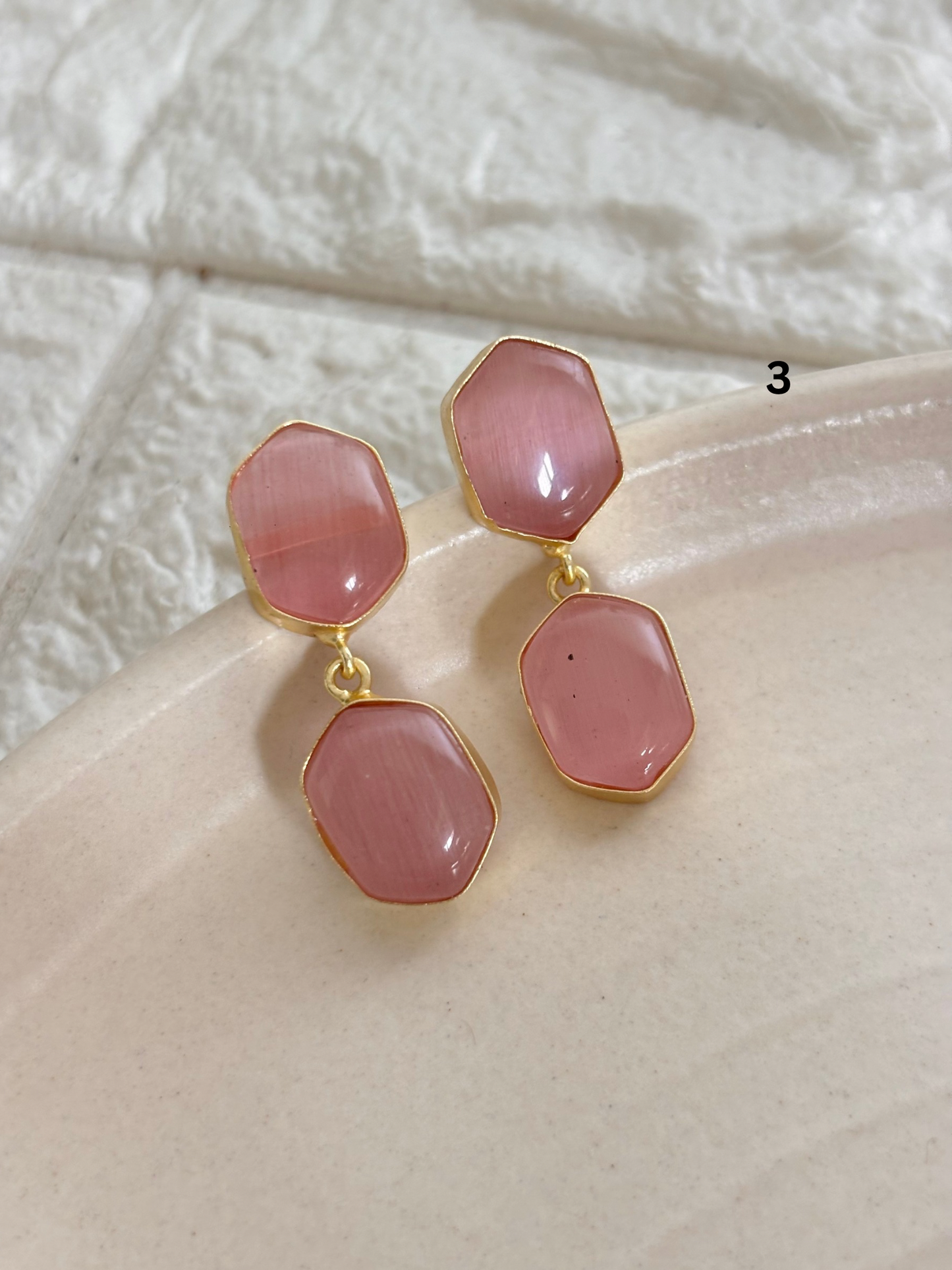 Color-Crush Natural Stone Earring- Brass