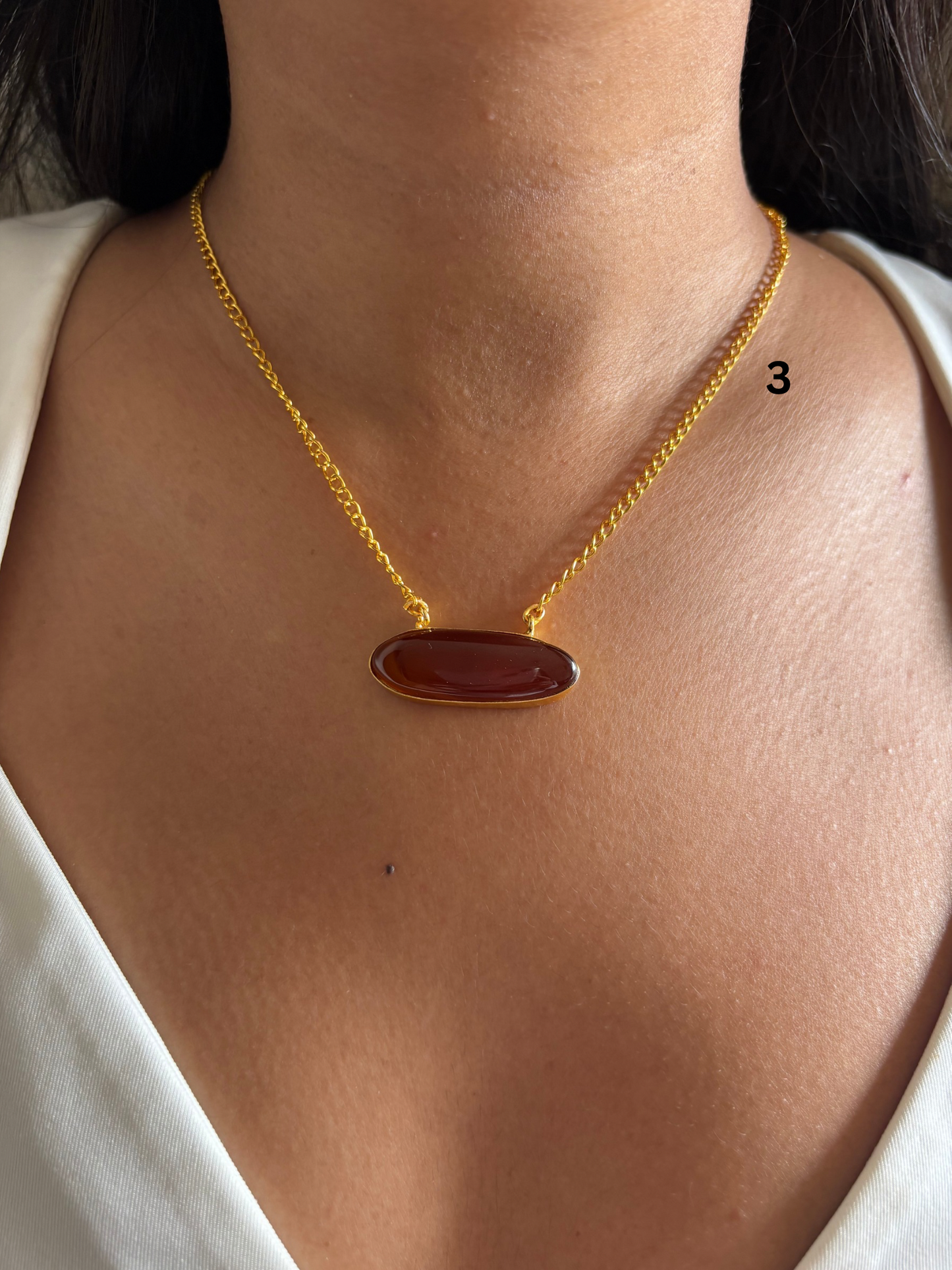 Bloom Single Stone Necklace-Brass