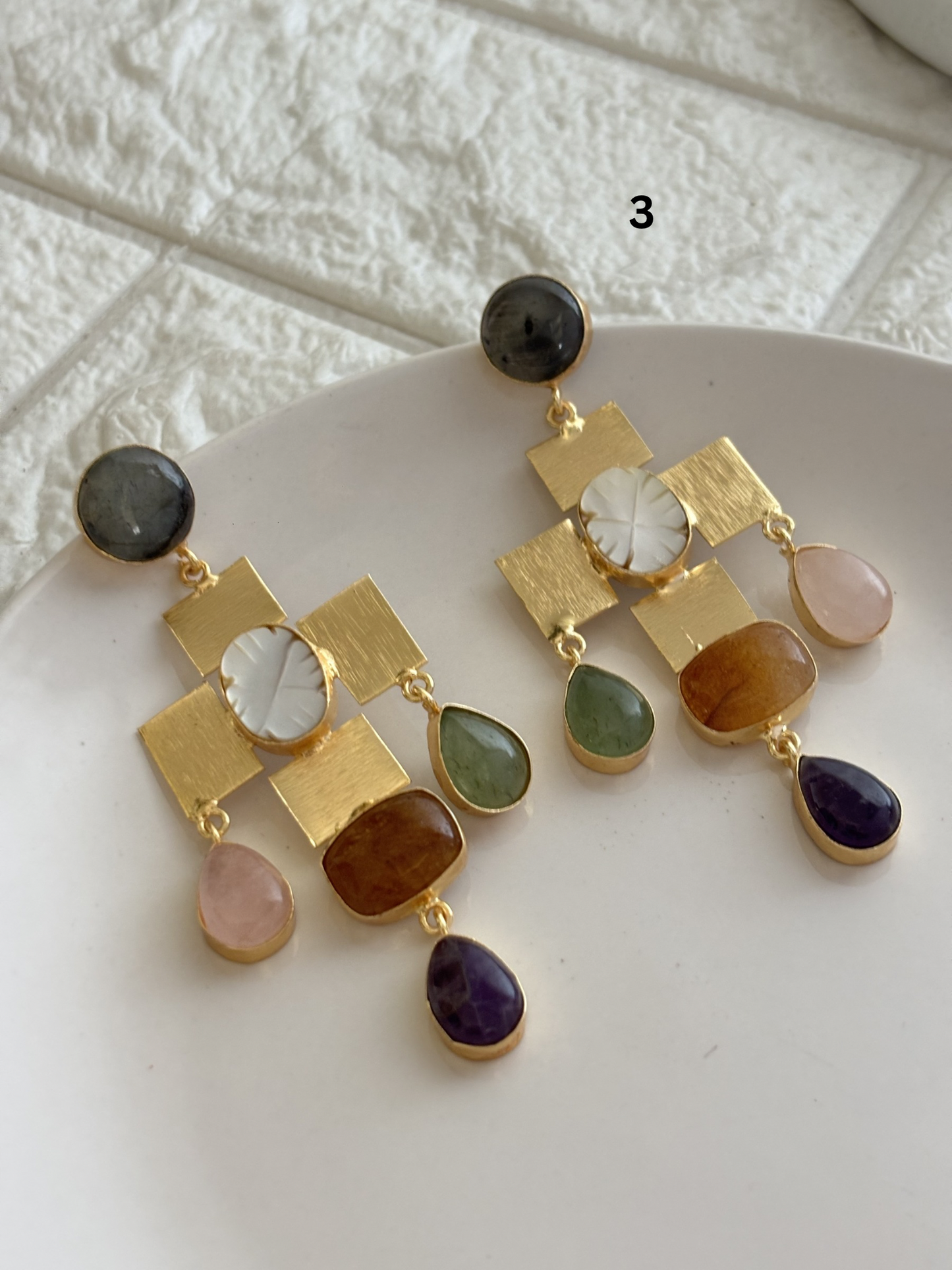 Majesty Natural Stone Earring-Brass