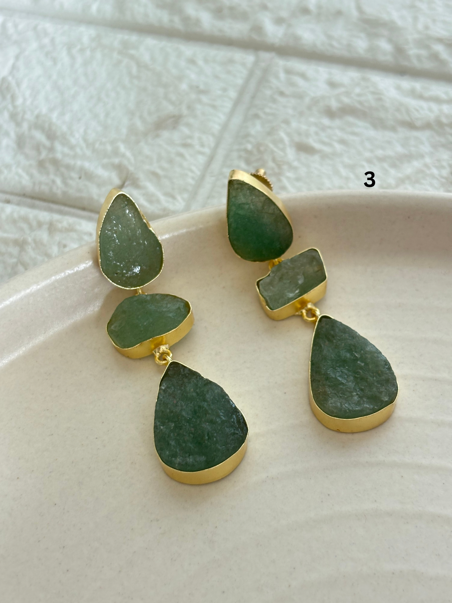 The Duchess Natural Stone Earring - Brass