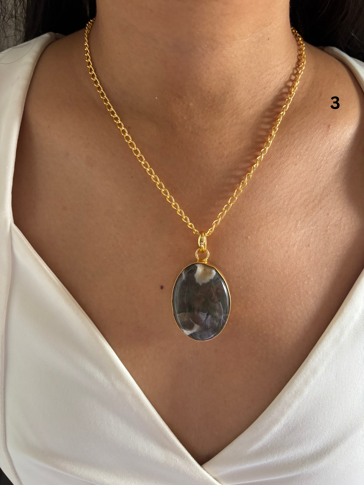 Laniette Natural Stone Necklace-Brass