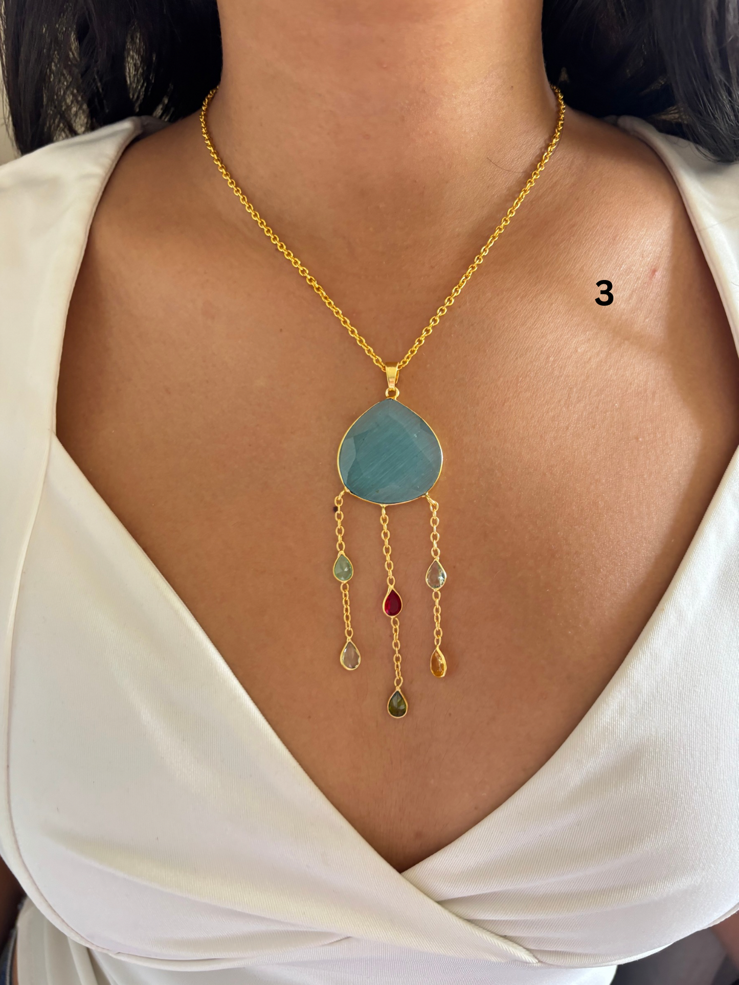 Royal Whisper Natural Stone Necklace-Brass