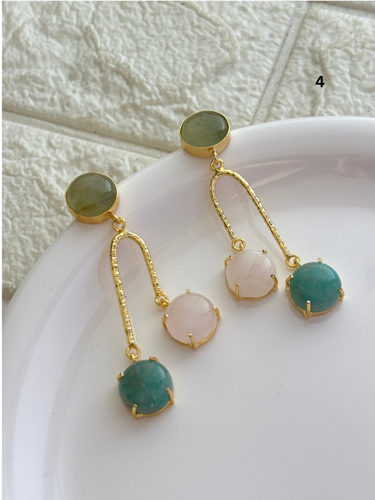 Jane Natural Stone Dangler Brass
