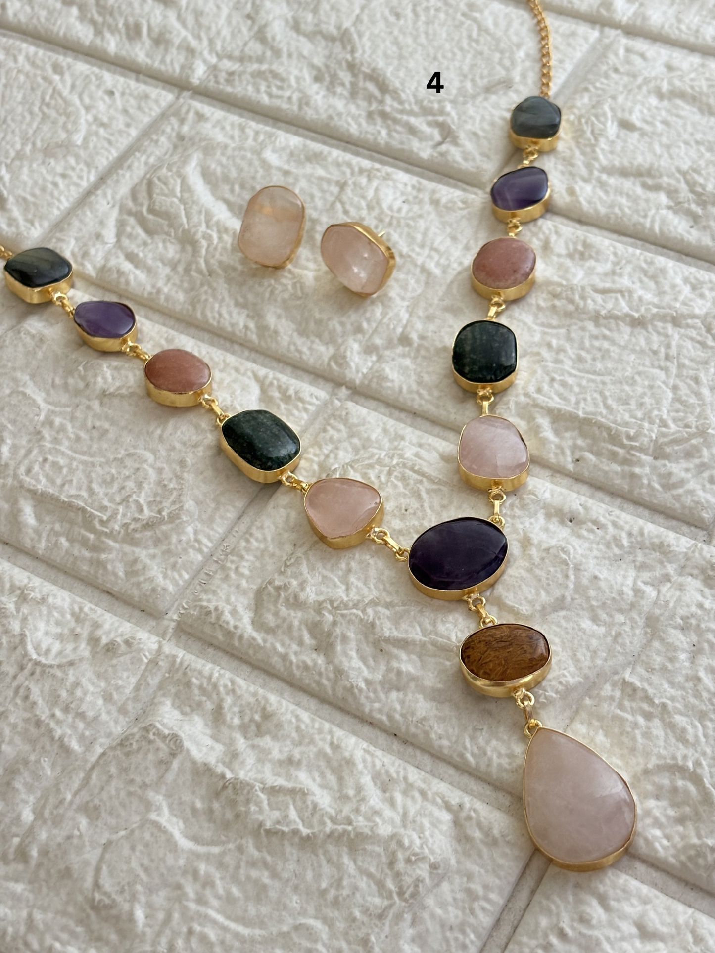 Color-candy Natural Stone Necklace - Brass