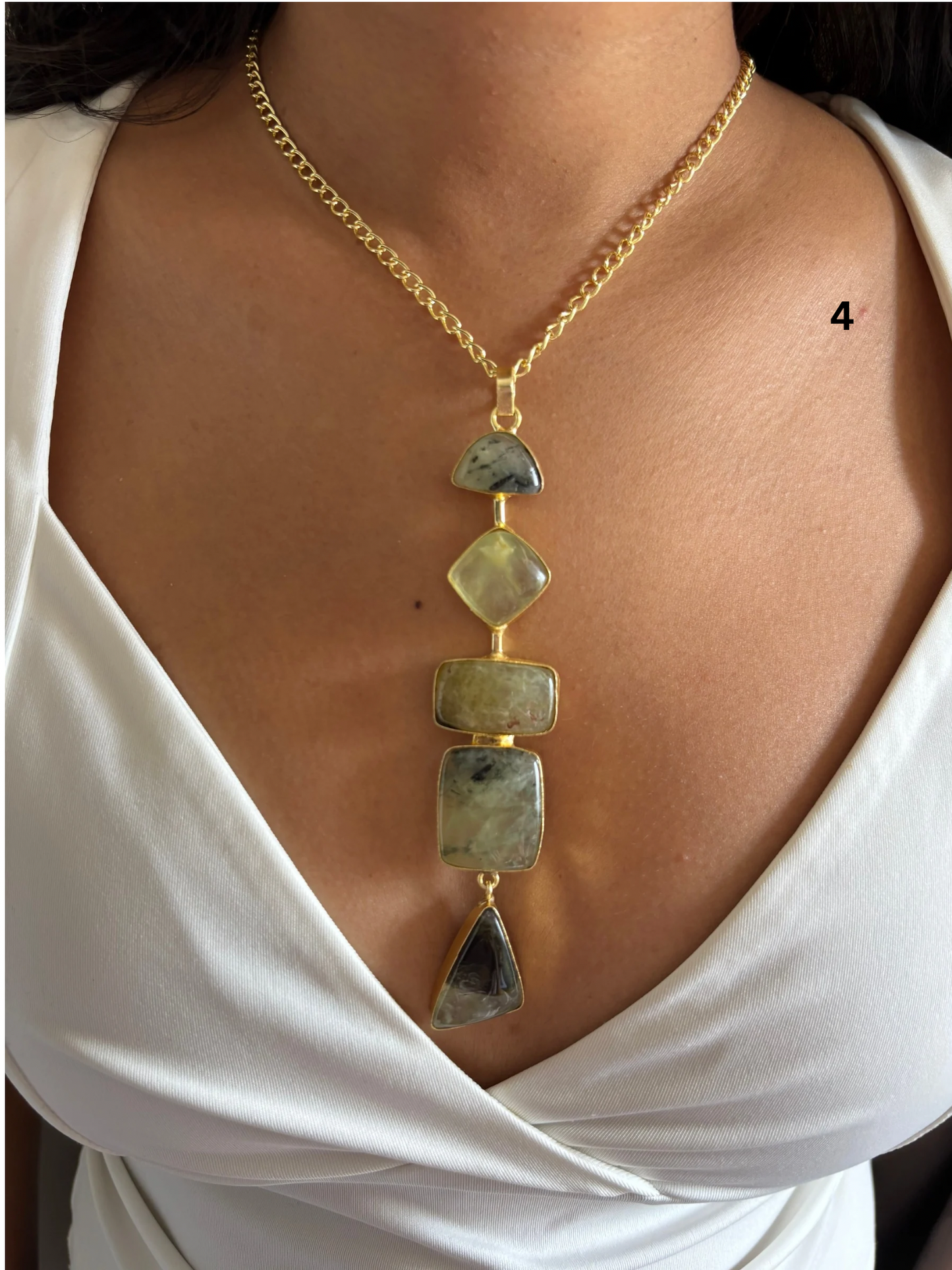 Victorian Rose Natural Stone Necklace-Brass