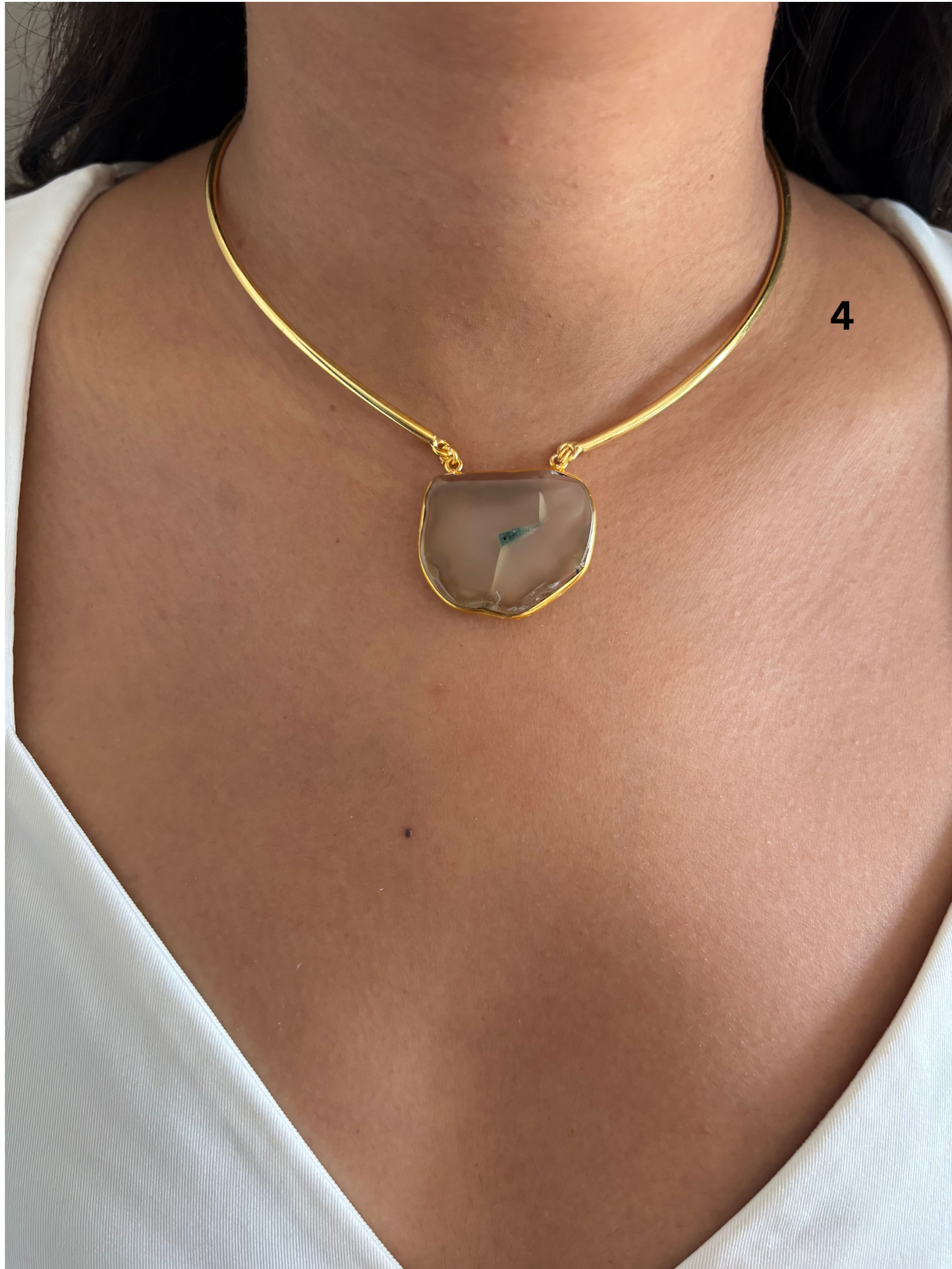 Agate Single Stone Hasli - Brass