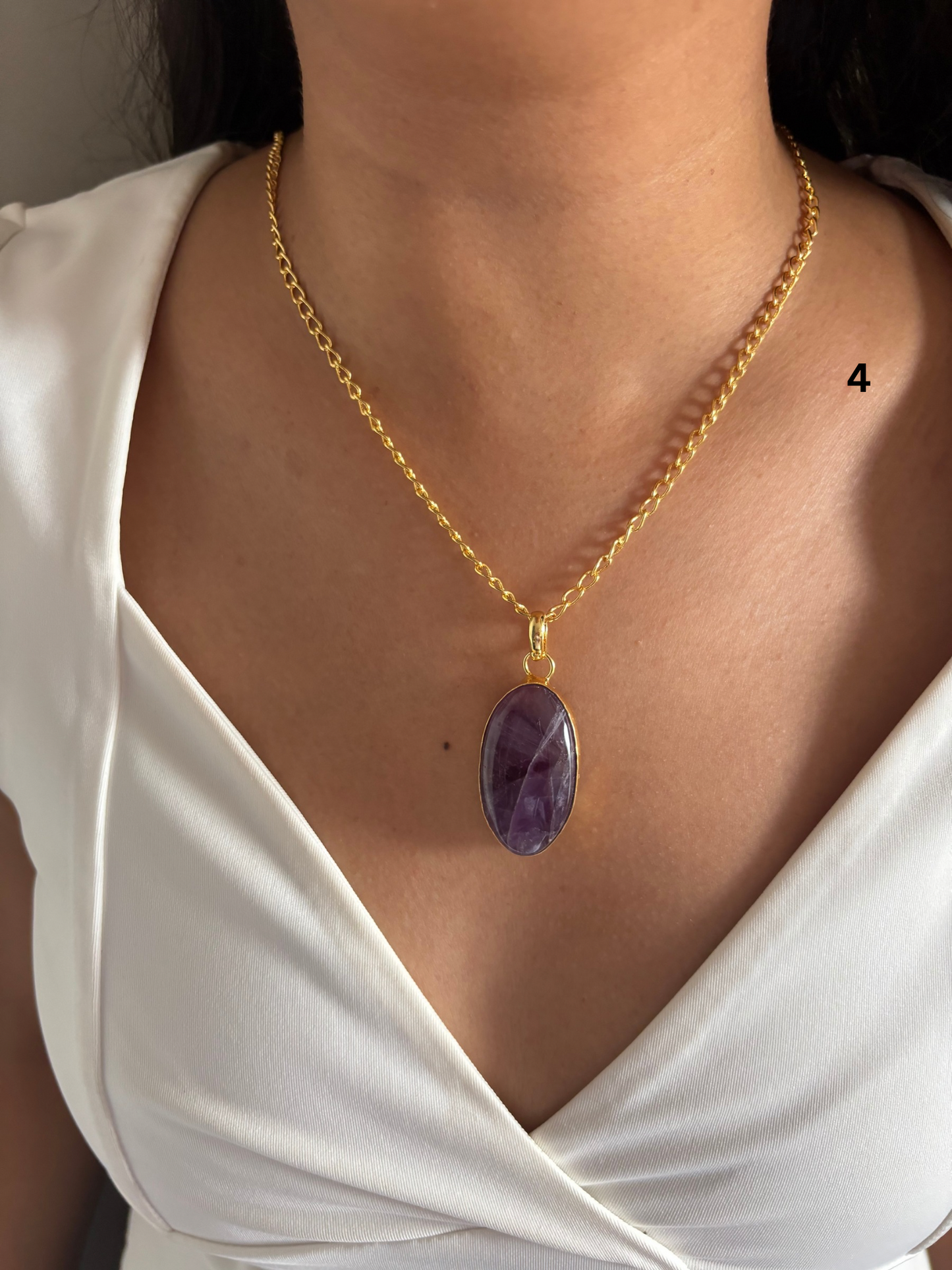 Laniette Natural Stone Necklace-Brass