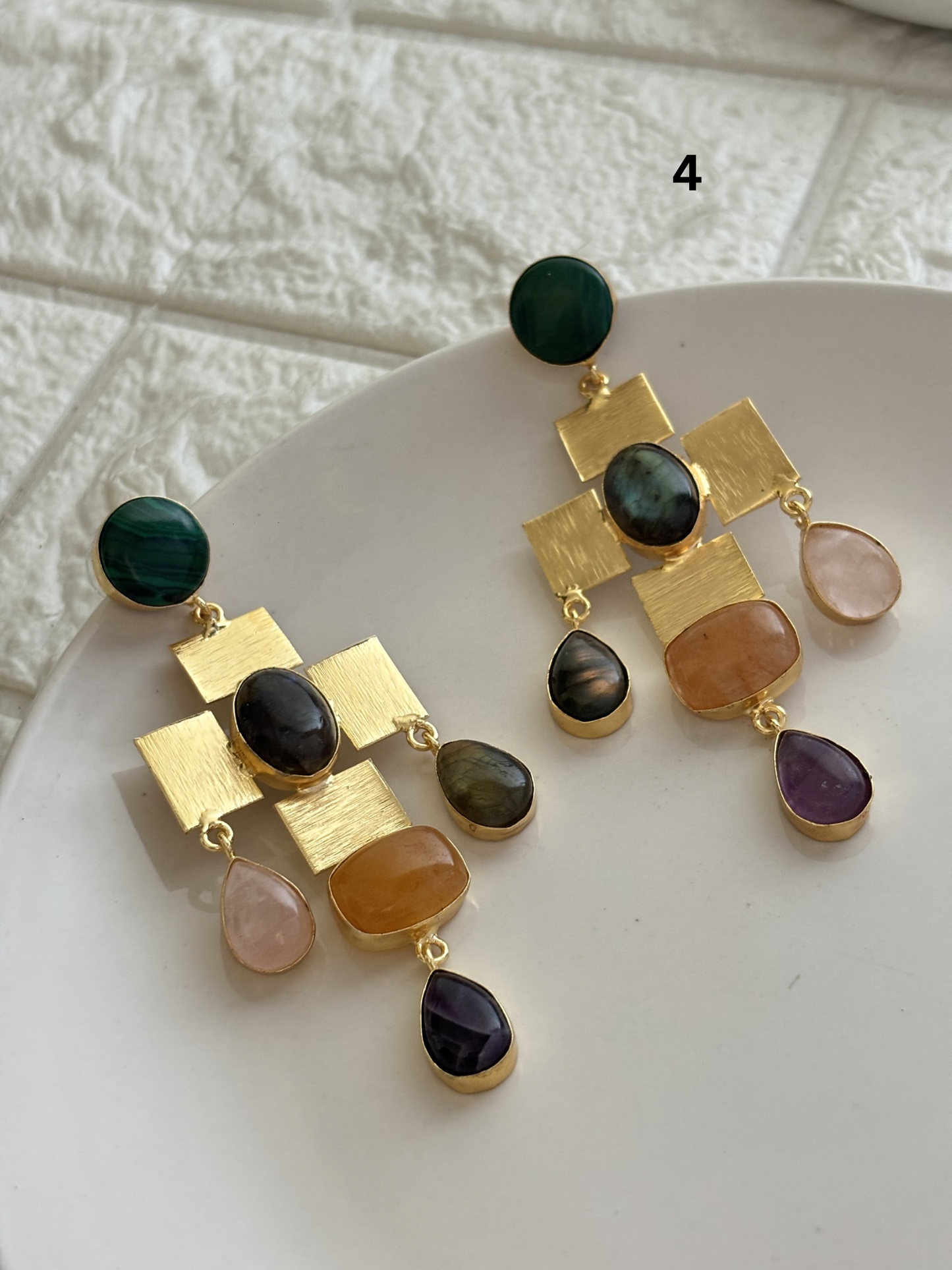 Majesty Natural Stone Earring-Brass