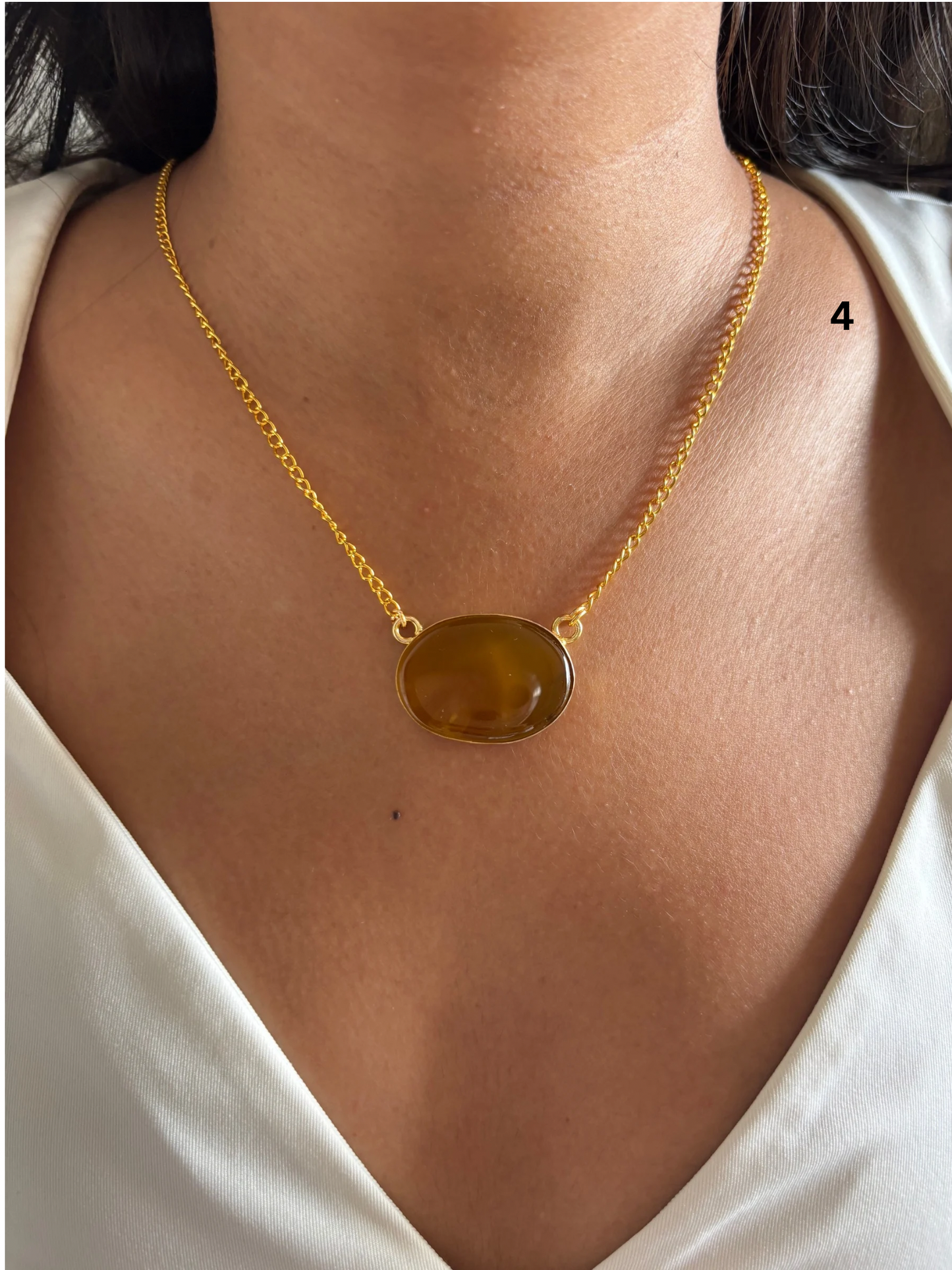 Bloom Single Stone Necklace-Brass