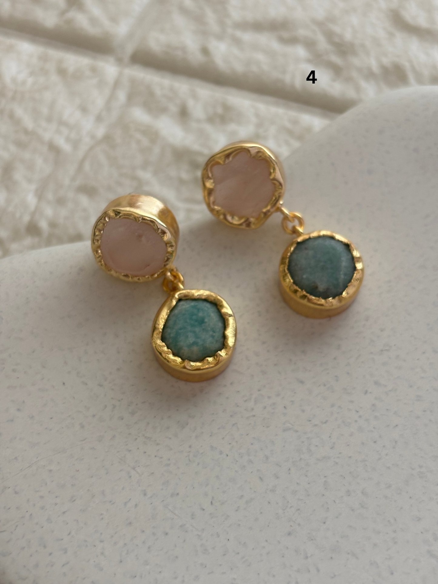 Dual Natural Stone Earring-Brass