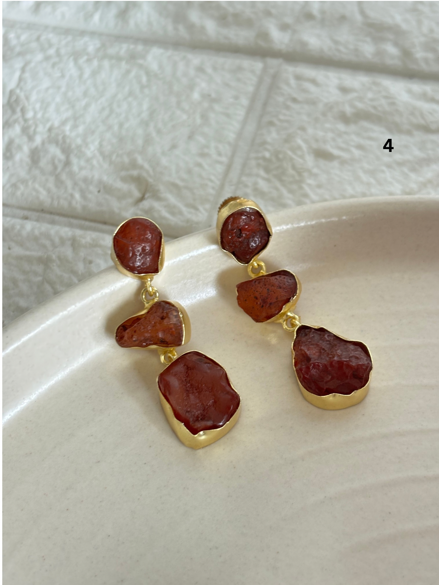 The Duchess Natural Stone Earring - Brass